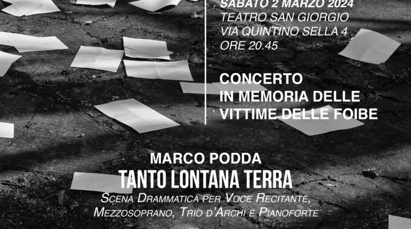 Il concerto “Tanto Lontana Terra” chiude il programma di eventi del Comune di Udine per il Giorno del Ricordo